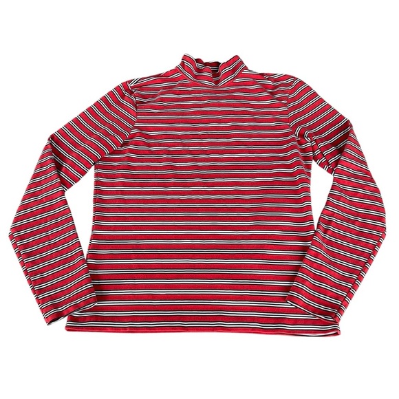 Vintage Gap Stripe Mock Neck Long Sleeve Top 90s Red Black White Stretch Large - Picture 4 of 8